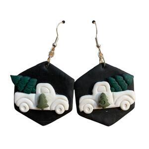 Handmade Christmas Tree Farm Pick-up Earrings - Polymer Clay